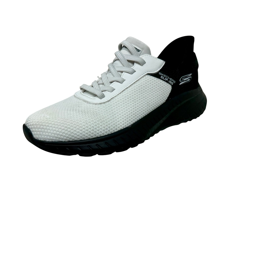 Skechers Bobs Sport Squad Chaos Hands Free Slip-ins White Black 118309 Mens 7.5